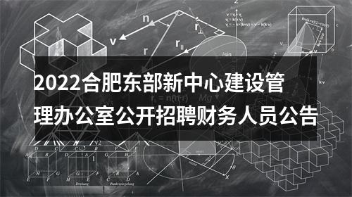 2022合肥东部新中心建设管理办公室公开招聘财务人员公告 图片