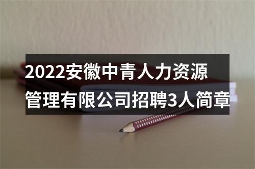 2022安徽中青人力资源管理有限公司招聘3人简章 图片